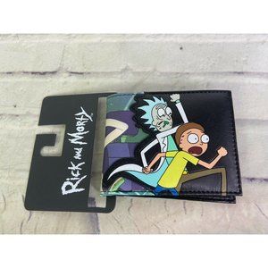 Rick and Morty Running and Drinking Faux Leather PU Bi-Fold Wallet NEW